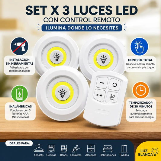 Set de Luces x 3 LED + Control