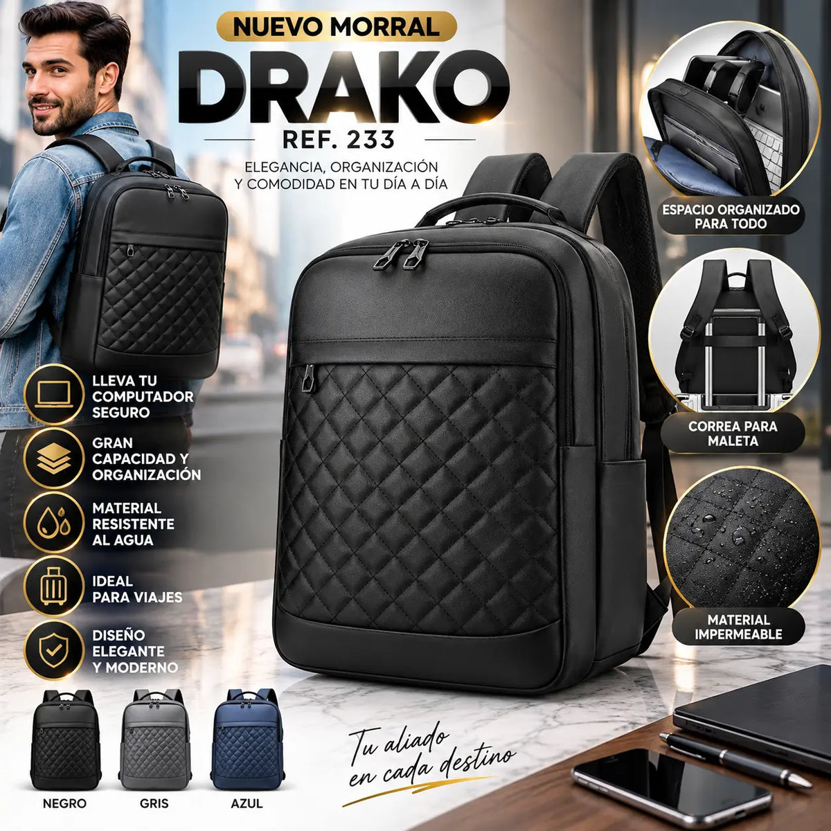 🎒🔥 Morral Drako Ref. 233: Estilo y Comodidad en Cada Paso ✨