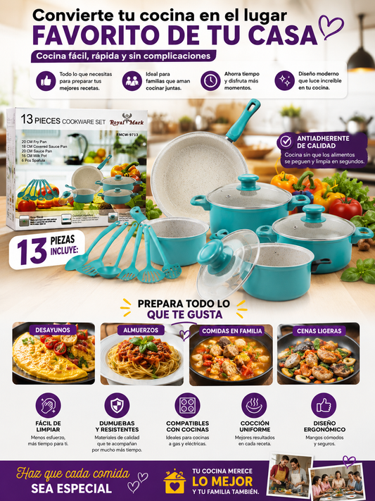 Batería Cocina Ollas 13 Piezas Utensilio