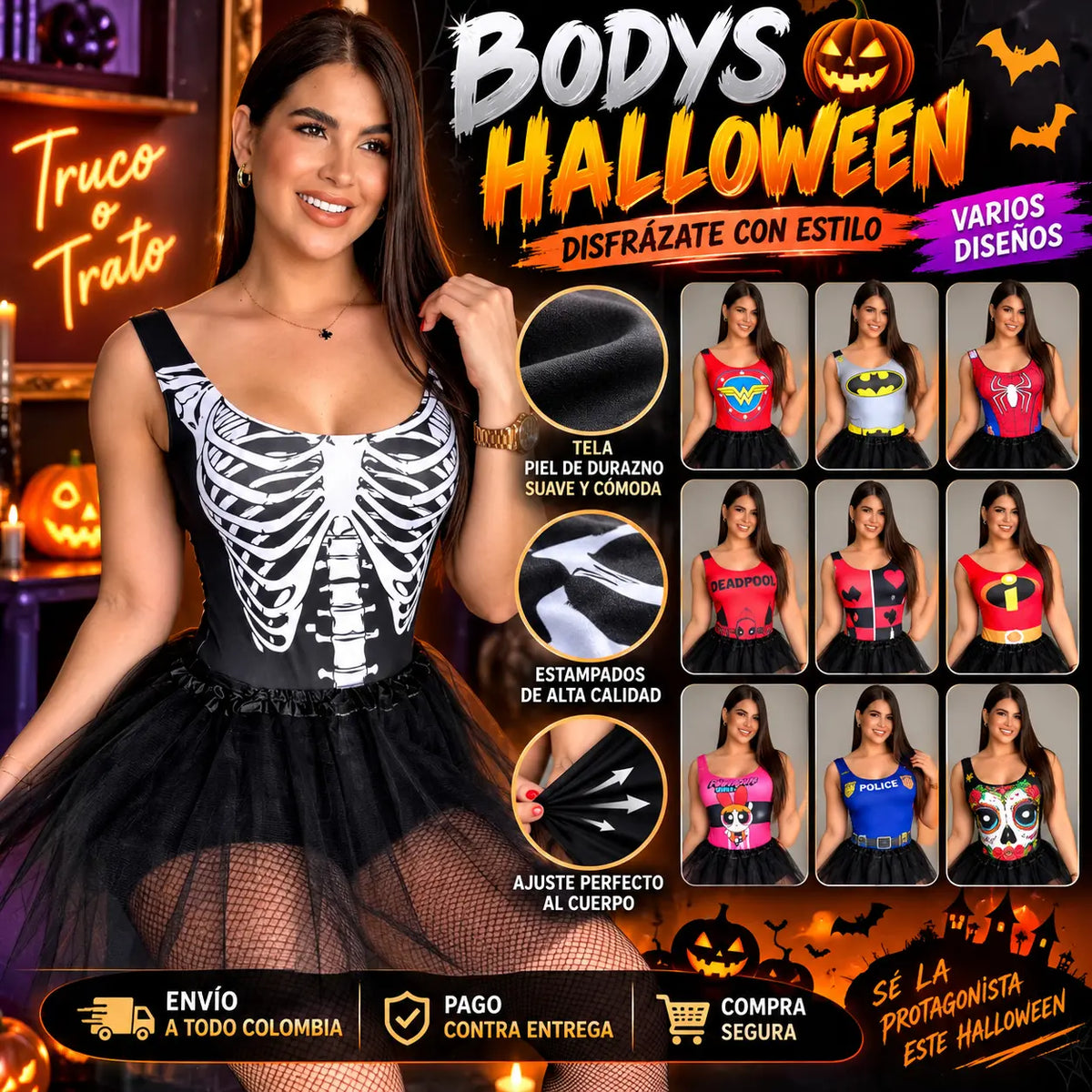 🎃👻 Body Halloween Piel de Durazno 🖤✨